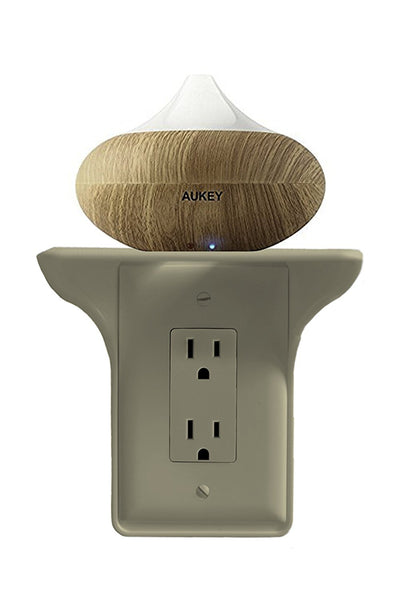 Wall Outlet Shelf Power Perch, White/Black/Almond